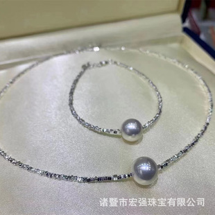 11-12MM Freshwater Edison Pearl Neck Chain Positive Round Extreme Light S925 Irregular keshi Broken Silver Necklace