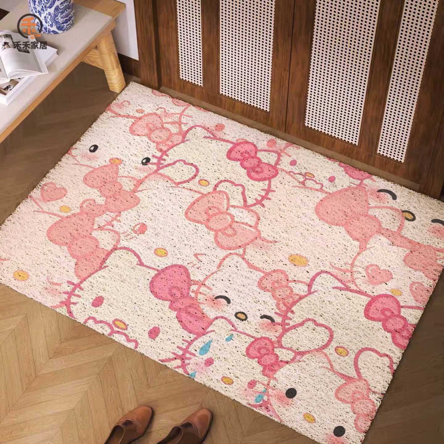 Hellokitty Entrance Door Mat, Customizable Wire Loop Mat for Entryway, Indoor and Outdoor Dirt-Scraping Mat, Dust Removal Mat