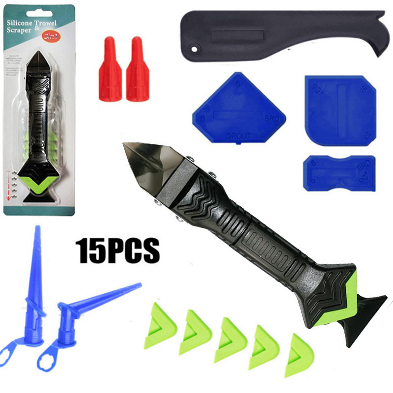 15 종 세트 (그린 블리스 터 3 in 1 메탈 스크레이퍼 6 연질 고무 헤드 4 코킹 스크레이퍼 2 레드햇 2 조절 노즐)