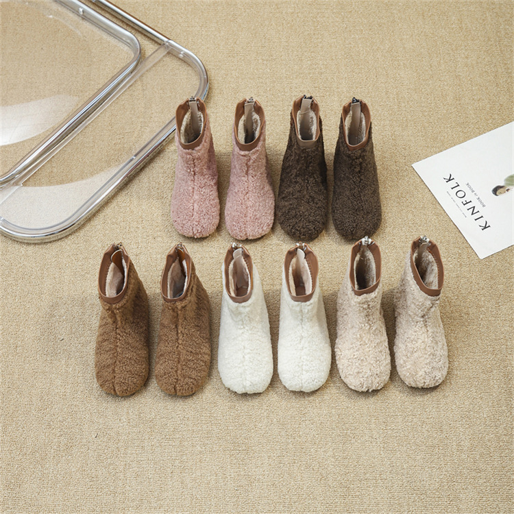 Girls' Lamb Wool Cotton Boots Baby Winter Style Short Boots 2025 Winter New Kidsren's Cotton Shoes Fur Boots