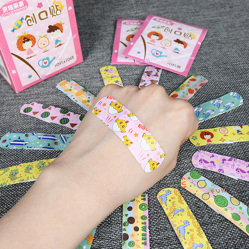 Banda de dibujos animados-Ayuda lindo estilo coreano niños transpirable impermeable Banda-Ayuda OK estiramiento torniquete 100 piezas