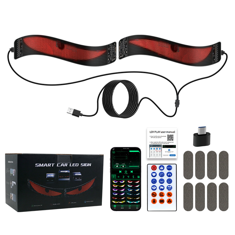 LED pantalla suave ventana delantera y trasera vidrio rgb pantalla flexible camión diablo ojo dinámico diablo ojo lámpara de coche