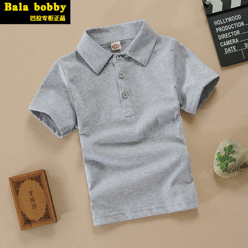 Barra  New Summer Short-Sleeve POLO Shirt for Infants and Toddlers, Solid Color, 0-6 Years, 100% Cotton, Breathable Fabric