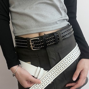 Punk Style Willow Nail Star Porous Personalized Belt Decoration European and American Fan All-match Pin Buckle Belt Fashionable Trouser Belt Spot
