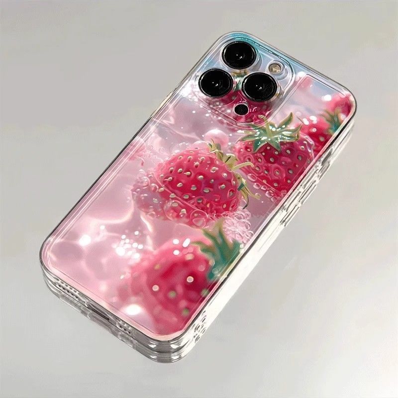 Premium Silicone Protective Case For Iphone With Strawberry Design_voghion.com
