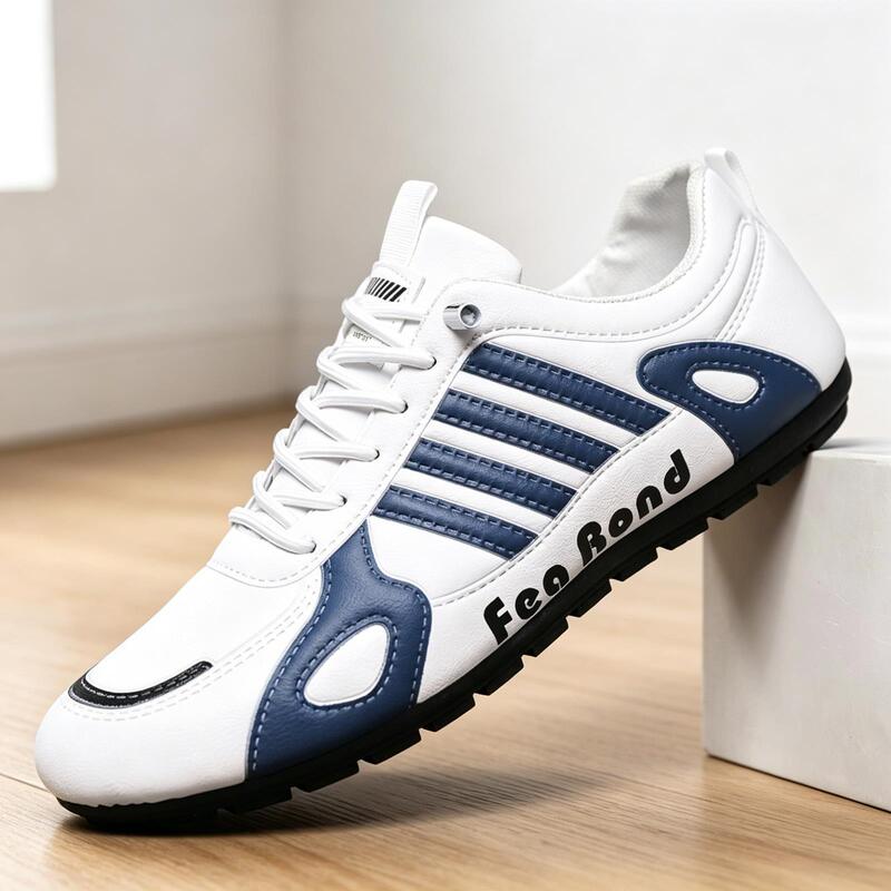 Leather Bean Shoes for Men, Fashionable and Trendy Sports Shoes, Korean Style Breathable Running Shoes, Soft Sole, Comfortable Casual Shoes for Men Leather Bean Shoes for Men, Fashionable and Trendy Sports Shoes, Korean Style Breathable Running Shoes, Soft Sole, Comfortable Casual Shoes for Men