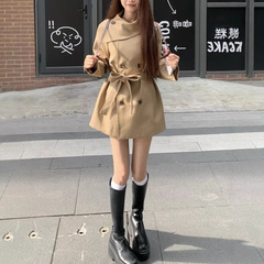 MIU系千金家2025秋冬季网红新款英伦风双排扣韩版通勤风衣外套女
