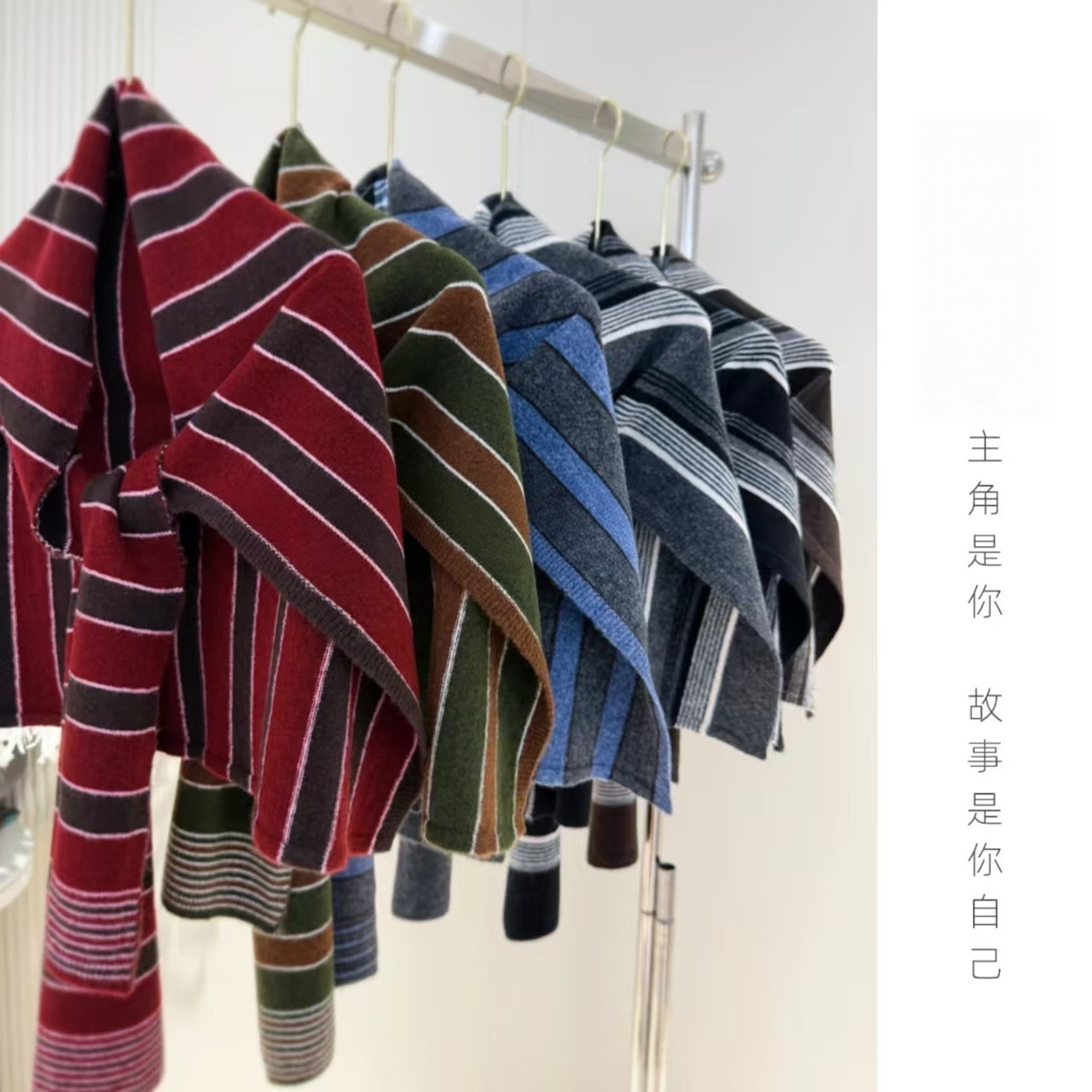 2026 New Wool Blend Autumn-Winter Soft Knitted Striped Scarf for Women, Casual Warm Shawl