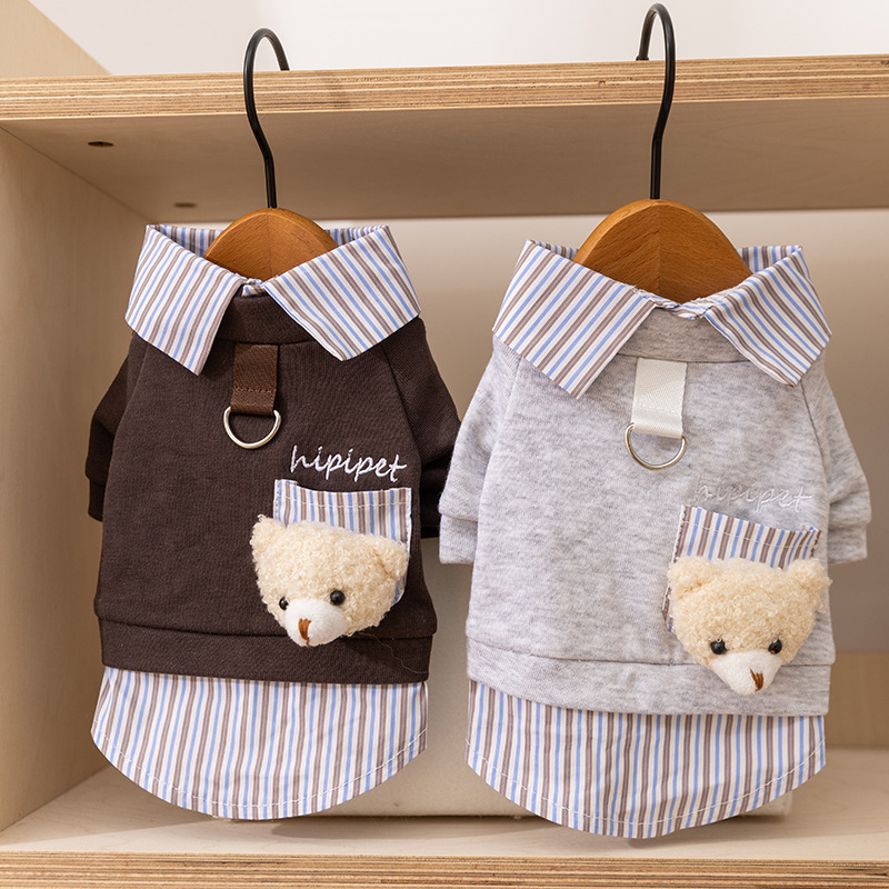New Pet Clothes, Autumn and Winter Puppy Clothes, Shirts, Traction Sweatshirts, Autumn Thin Fleece Clothes, Cat Clothes