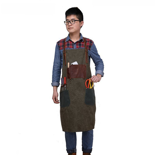 2024 New Craftsmanship Apron Design Studio Canvas Apron European and American Retro Canvas Coffee Shop Studio Apron Bag