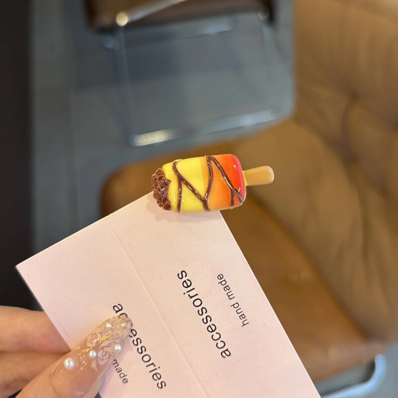 可爱奶油冰淇淋发夹创意搞怪迷你巧克力雪糕刘海夹卡通百搭发卡|undefined