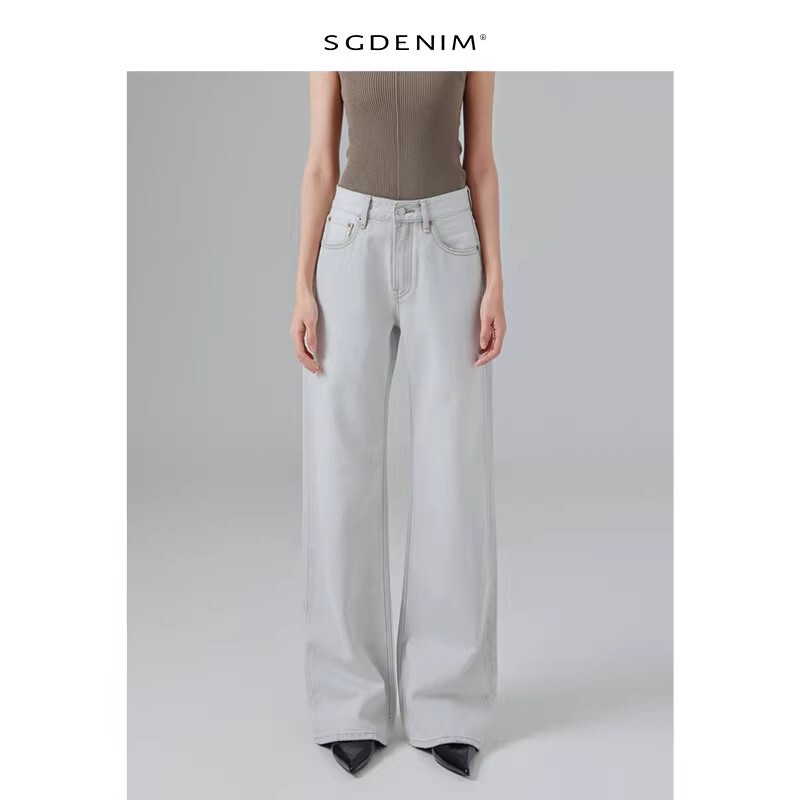 【Affordable Alternative to Big Brands】Ac Same Style/Women's High-Waisted Straight-Leg Jeans Loose Wide-Leg Floor-Length Pants Spring 2026