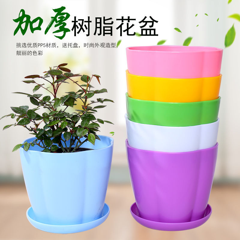 Plastic Flower pot Large colour Highlight ceramics indoor Potted plant Scindapsus rose Tray One piece wholesale