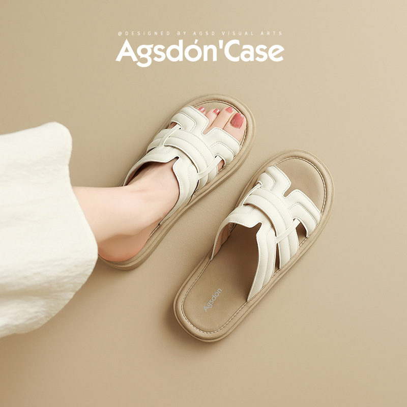 Augustion sandalias y zapatillas planas para mujer, verano 2025, nuevo estilo francés, zapatos de playa blancos con suela blanda