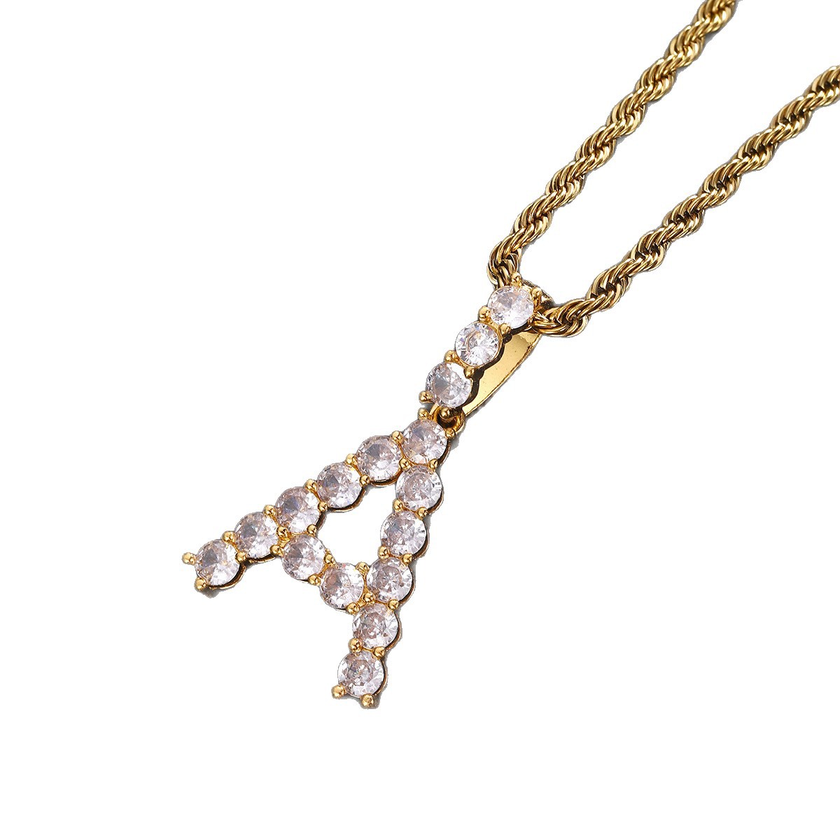 Moda cross-border rock hip-hop punk zircon cursiva colgante al por mayor personalidad de joyería de alta humedad