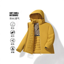 跨境秋冬新款冲锋衣棉衣男女加厚外套石墨稀保暖棉服一体棉工作服