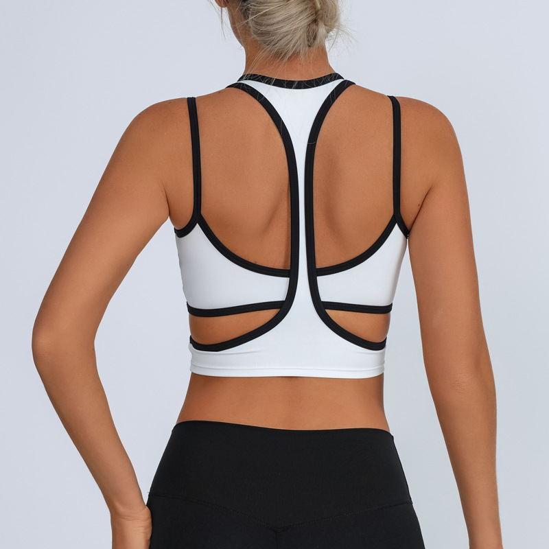 Nuevo chaleco de yoga para mujeres envueltas en el pecho a prueba de choque contra el color I forma deportiva fitness belleza de espalda rápida chaqueta seca en stock