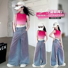 品质原创大量现货吊染背心烫钻牛仔裤