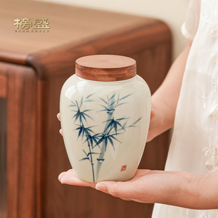 Tea Cans Ceramic Hand-painted Underglaze Color Household Moisture-proof Sealed Cans Pu'er Black Tea Green Tea Storage Cans Gift Box Packaging
