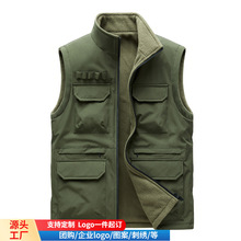 跨境加绒马甲男户外坎肩休闲秋冬双面穿摄影钓鱼背心马夹定制Logo