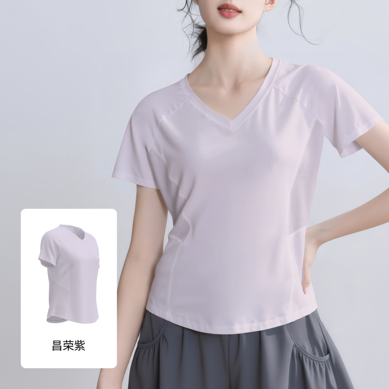 聚衣堂夏季新款后背网纱款式健身短袖户外跑步运动瑜伽服短袖|undefined