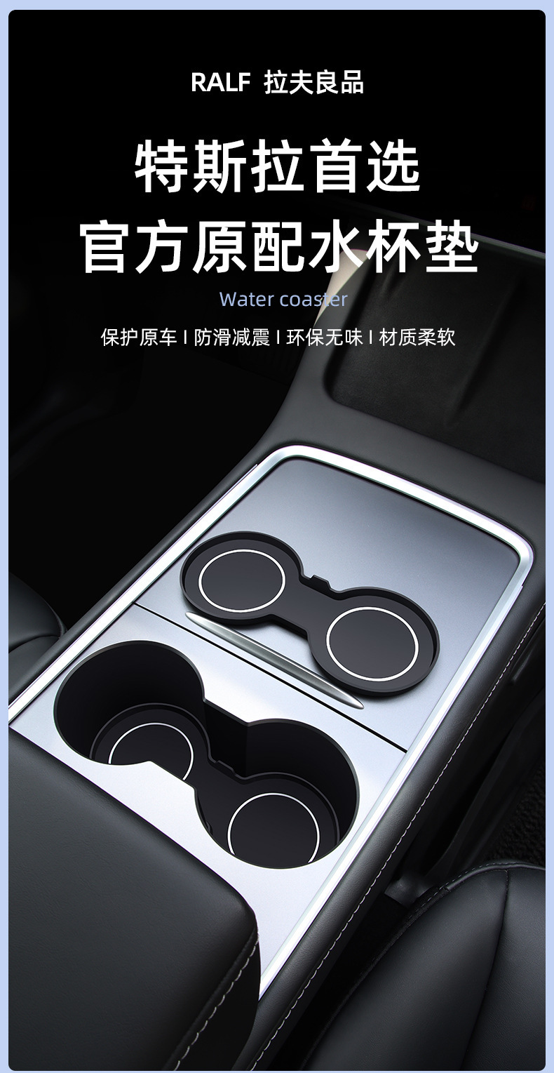 Suitable for Tesla Model3y central control cup mat decoration non-slip storage door slot mat interior modification accessories