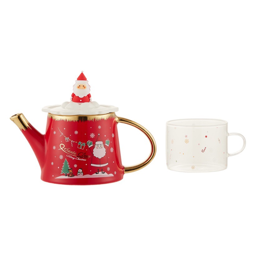 Creativo tridimensional Santa Claus juego de té traje de suministro transfronterizo de cerámica mano regalo imprimible logo mano regalo traje