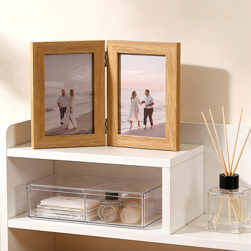 Creativo simple plegable marco de fotos combinado dos pares de triple 6 pulgadas 7 pulgadas estudio madera al por mayor decoración de marcos