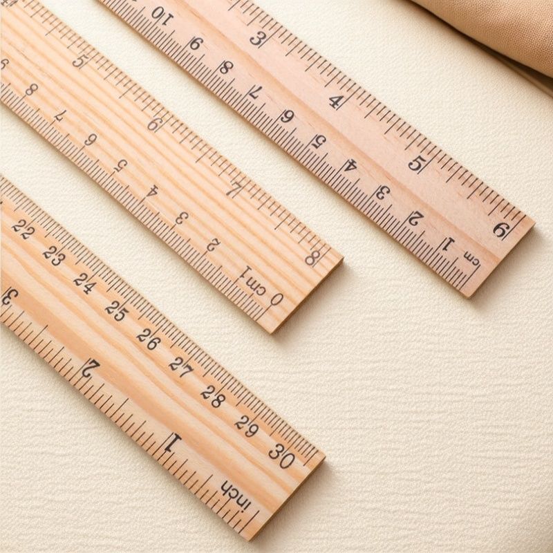 Regla recta Regla de madera 15cm - 30cm Ayuda de enseñanza Regla de madera Corte de doble escala Impresión de escala única