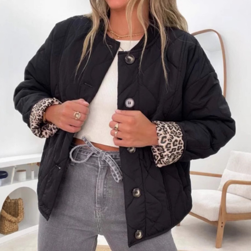 Cross-Border New Model Amazon Foreign Trade Jacket Button Women's Cotton Quilted Lightweight Short Jacket Cross-Border New Model Amazon Foreign Trade Jacket Button Women's Cotton Quilted Lightweight Short Jacket