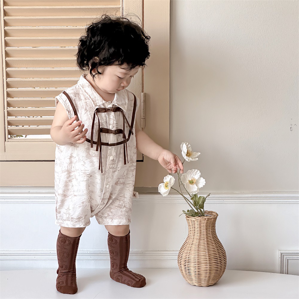 Camisa de bebé, ropa de verano delgada, una nueva hebilla de disco de estilo chino, luna llena, cien días, ropa de año nuevo para hombres y bebés, una pieza