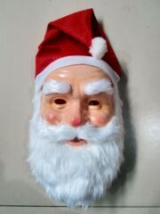 クリスマスの老人のマスクのハロウィンのマスクの頭はサンタクロースの同型の頭をかぶせて白いひげのおじいさんのマスクをかぶせます。