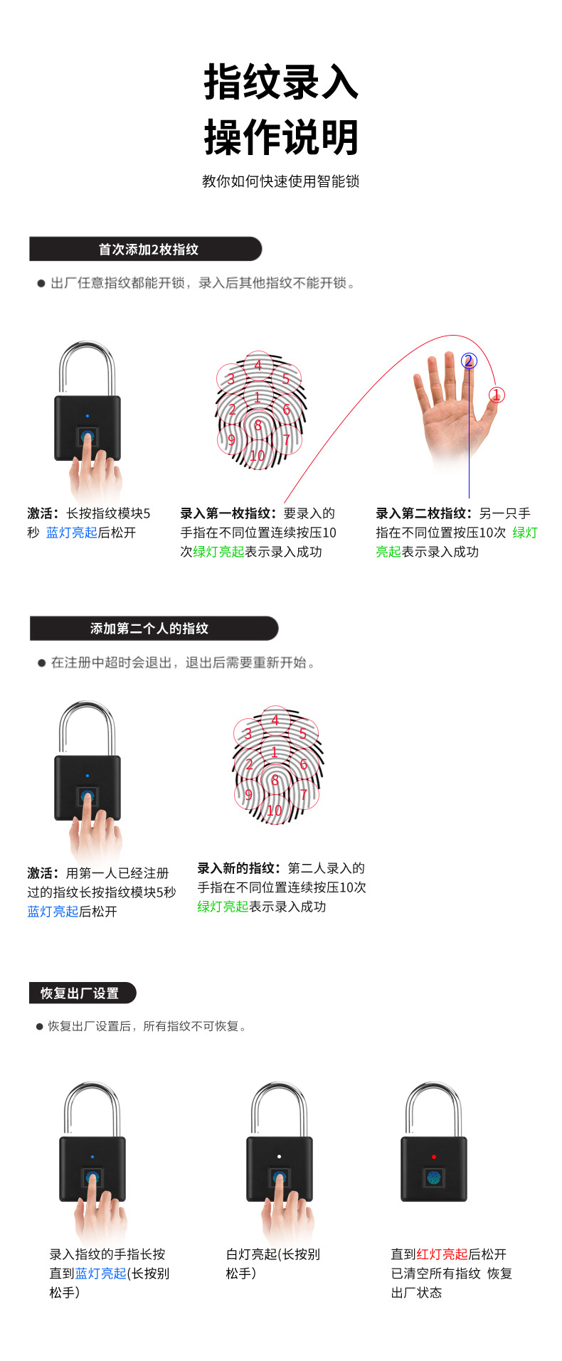 Wholesale intelligent fingerprint padlocks, home anti-theft stainless steel lock beams, warehouse, courtyard gate, dormitory cabinet, electronic lock heads from the manufacturer pic 13