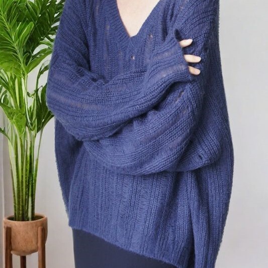 Collar Hollow Loose Spring and Autumn Sweater Women's Tops Large Size Lazy Pullover Gentle Knitted Bottoming Shirt Women's New Style