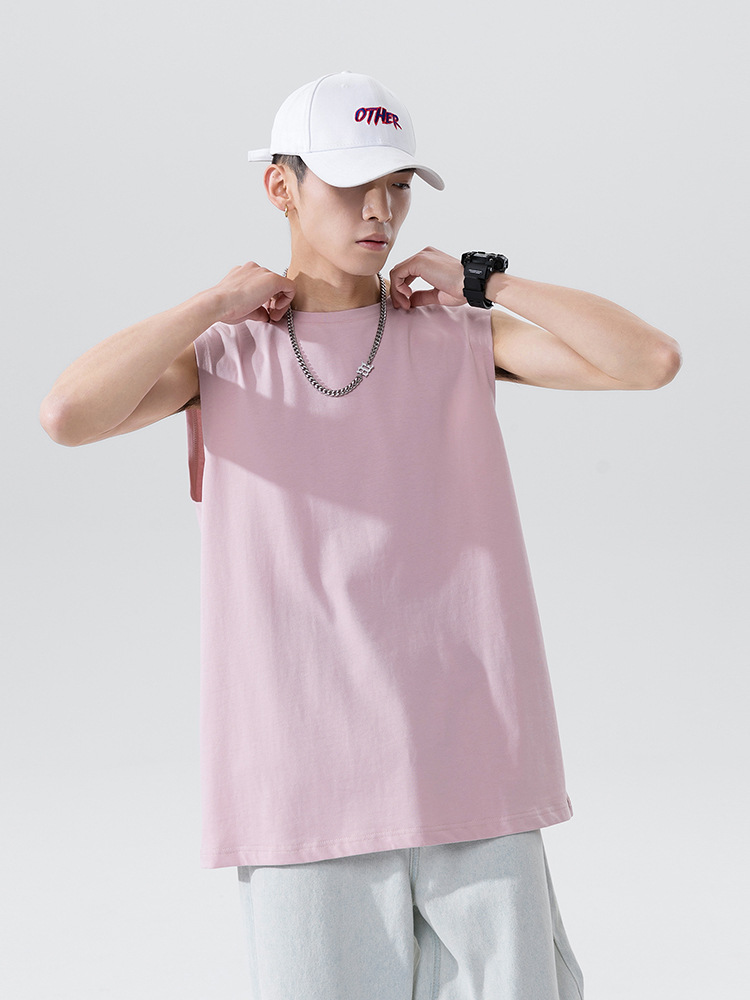 Ropa de hombre ACU | Chaleco de hombre de algodón puro marca de moda sin mangas camiseta de color sólido 2025 verano suelto top de fondo de todo fósforo