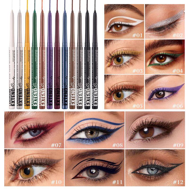 Langmanni New Product Twelve-Color Set Eyeliner Gel Pen Cross-Border Exclusive for Full Care Temu Rotating Eyeliner