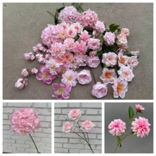 粉色仿真花少女粉婚礼堂装饰假花婚庆背景花墙玫瑰花厂家批发