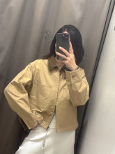 URAZ女装休闲拉链短茄克外套巴恩风翻领时尚夹克秋冬新款L479208