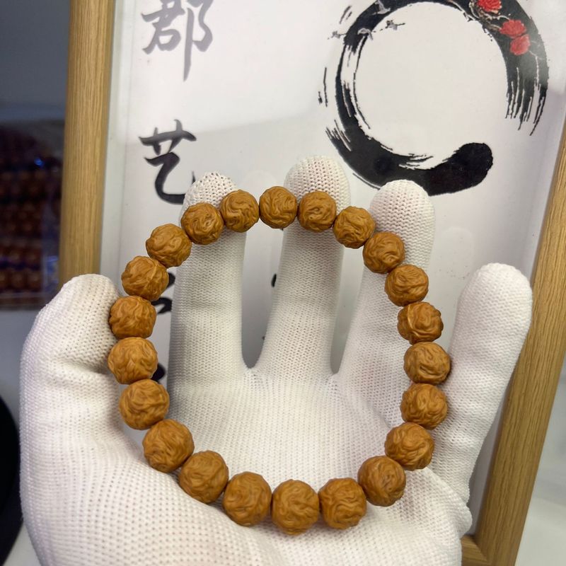 龍猿ヘッドブレスレット、彫刻された太い筋、京八角くるみ、仏珠、女性用オリジナルシードカボチャ、新しい国民風|undefined