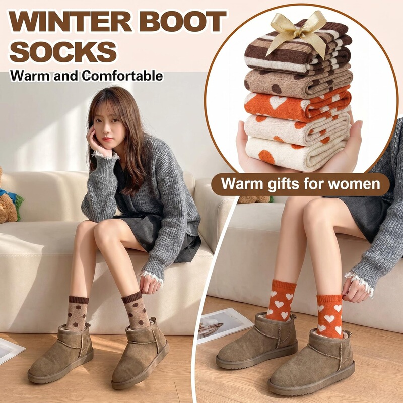 Amazon Cross-Border Thickened Warm Wool Socks for Women, Autumn and Winter Mid-Calf Socks, Versatile Retro Foreign Trade Wholesale from Zhuji
