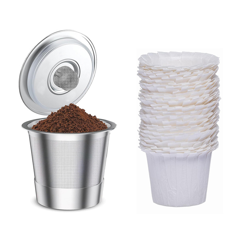 Compatible with Keurig Coffee Machine Disposable Filter Paper Reusable Stainless Steel K Cup Capsule Filter
