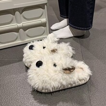 新款棉拖鞋女冬季外穿卡通正版潦草小狗毛绒保暖室内家居包头棉鞋