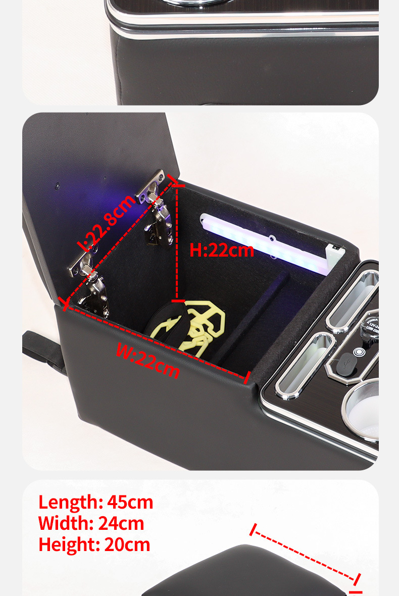 Car Rear Storage Box, Universal Truck Armrest Box, Storage Box, Cup Holder, Armrest Cushion, Interior Modification