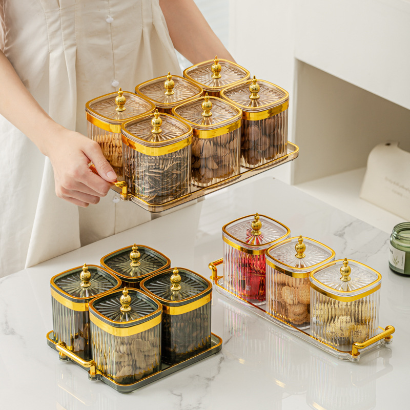 Ins Combination suit Light Luxury Seasoning Jar Household Kitchen Moisture-proof Anti-drop Seasoning Jar Salt Jar Sugar Sealed Storage Box