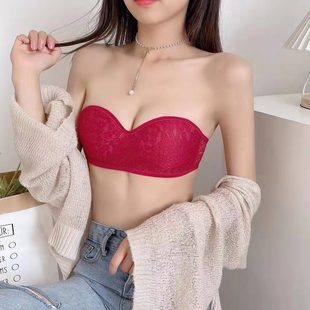Cross-Border Zi Mo Yipin New Style No-Wire Lace Sexy Underwear Push-Up Non-Slip Girl Invisible Strapless Bra