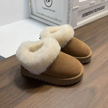 低帮毛毛雪地靴女2025年冬季新款儿童防滑面包鞋加绒加厚保暖棉鞋