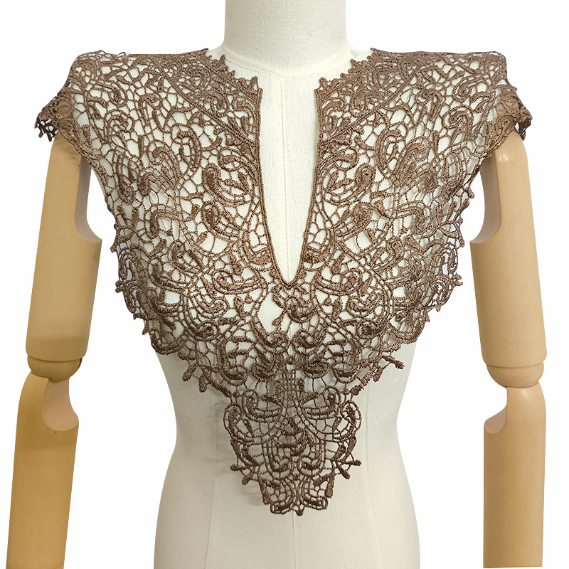 水溶蕾丝衣领 涤光丝刺绣胸花 立体镂空领花 假领子 前领后领披肩