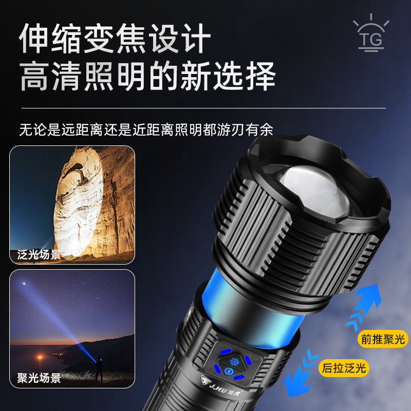 Nueva linterna portátil de alta potencia, linterna láser superbrillante al aire libre, batería de carga, linterna de patrulla de expedición