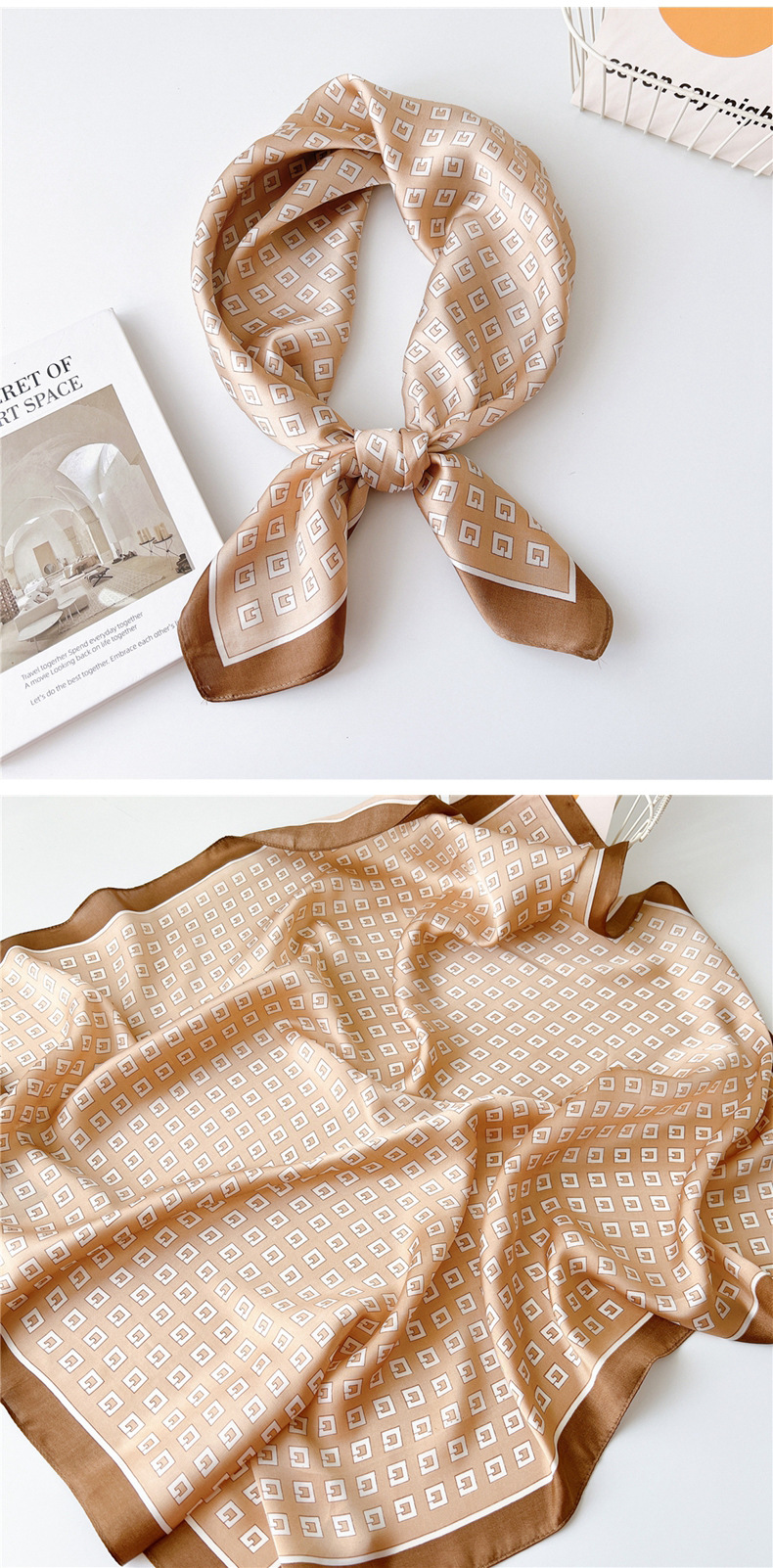 40g Weight Silk Scarf Classification Outdoor, Travel Occasion Polyester Material Printing Pattern Spring&Summer Season Women's Gender Printing Design Elegant Style Women's Elegant Printing Polyester Printing Silk Scarf 29