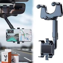 車載専用2024年式バックミラー用スマホホルダー、車内固定式ナビホルダー、車載用クリップ、汎用タイプ
